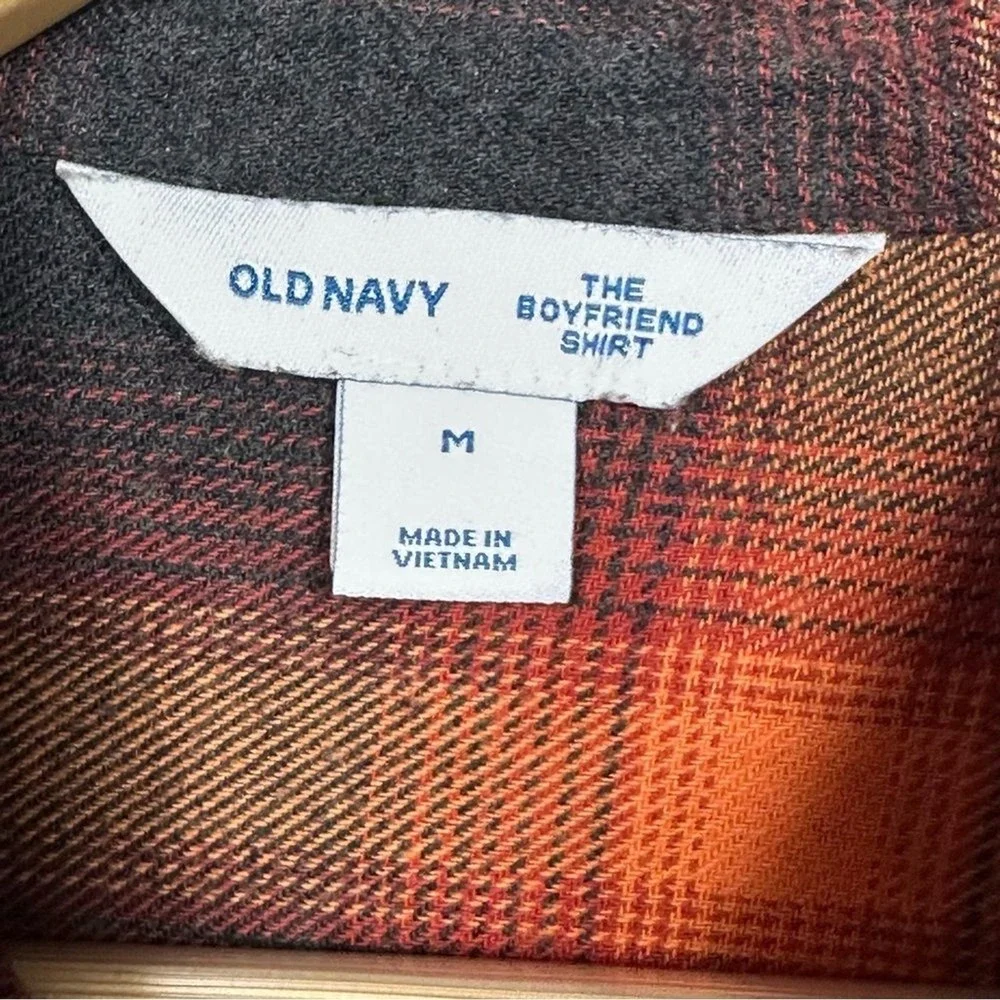 Old Navy Womens The Boyfriend Flannel Shirt Size‎ M ASO Swiftie Evermore Country
